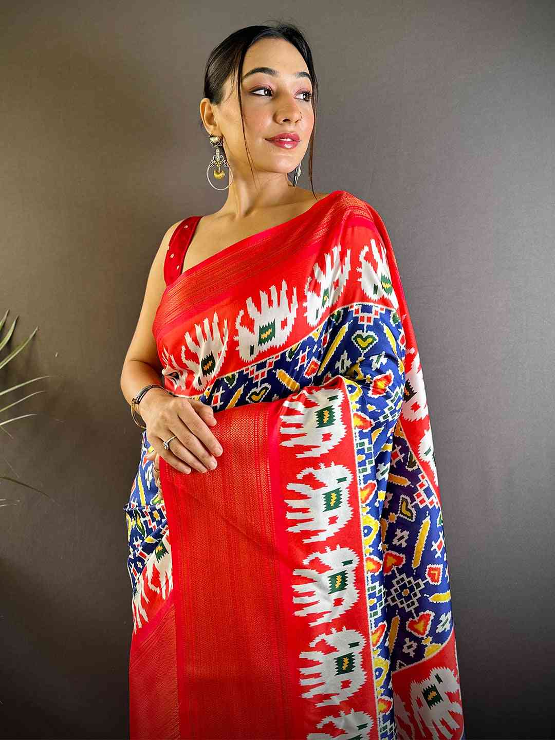 Blue Chanderi Silk Patola Radiance Saree