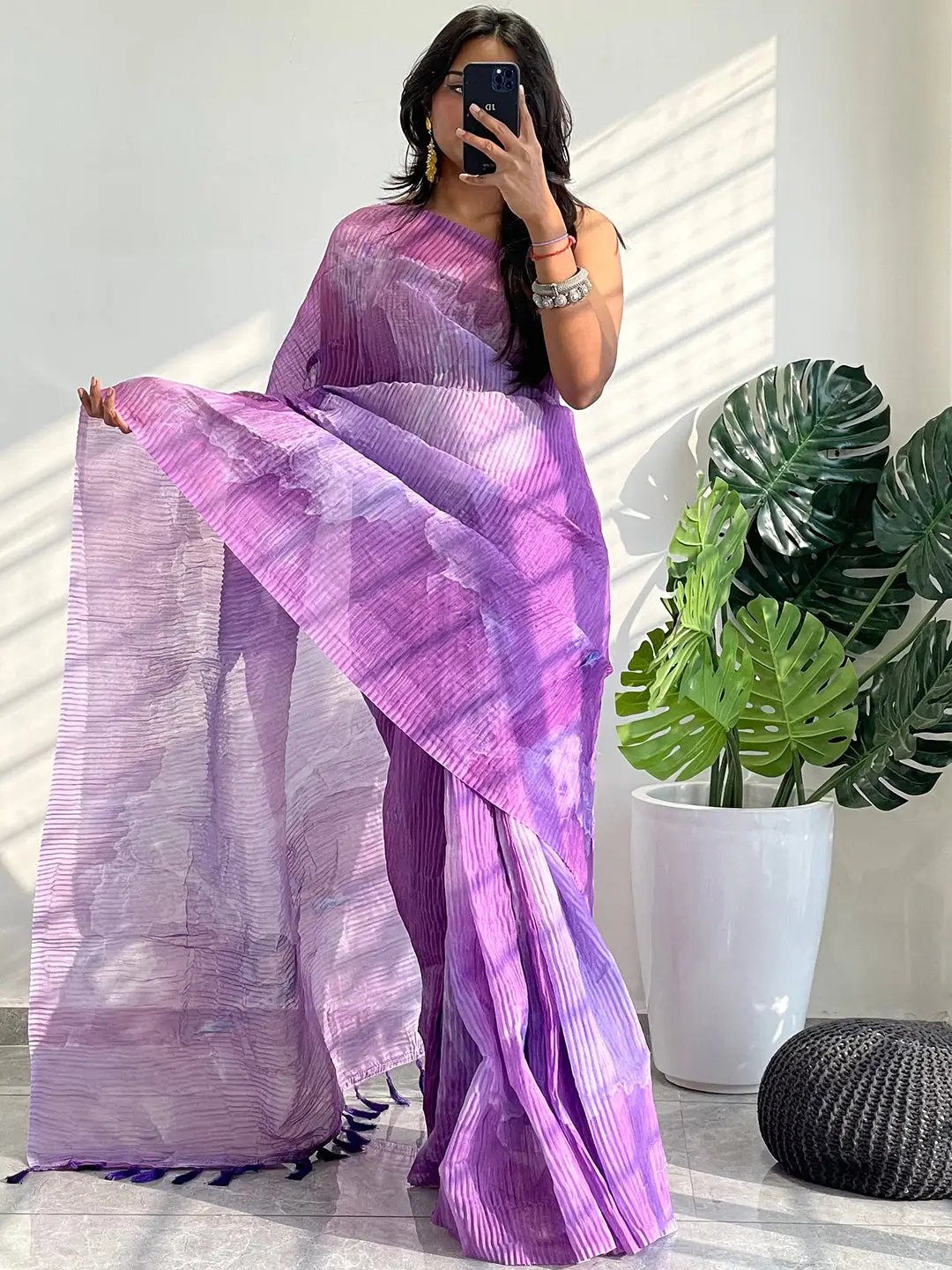 Multicolor Print Bollywood Design Crash Saree