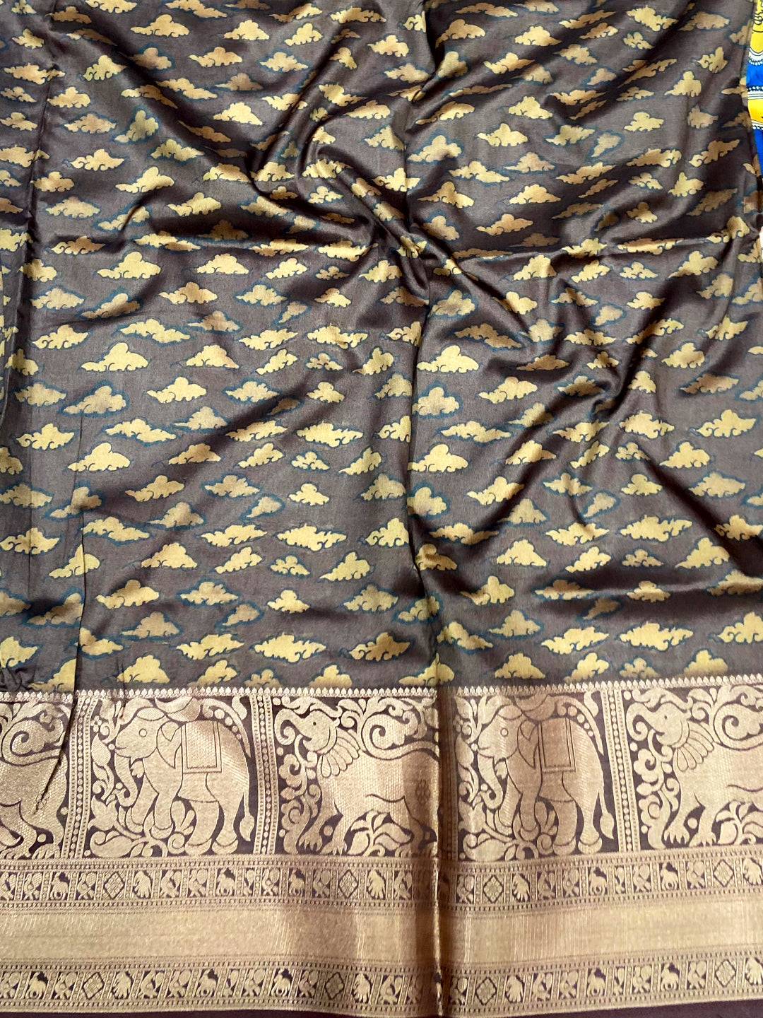 Artistic Kalamkari Printed Banarasi Saree