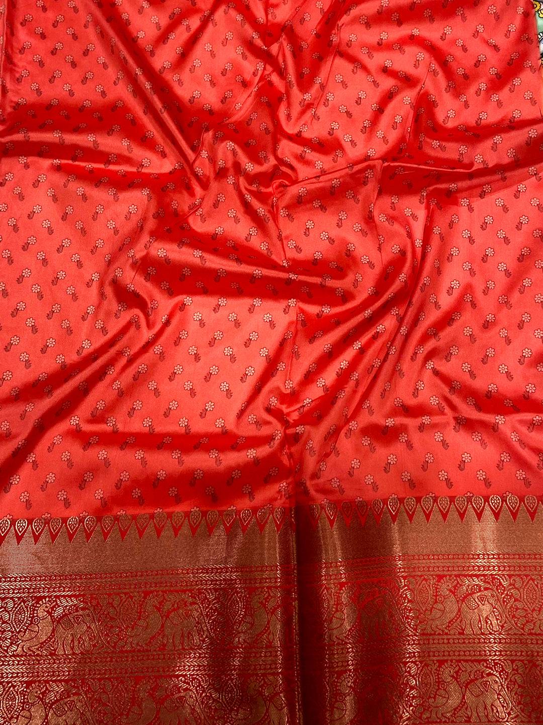 Opulent Banarasi Silk Kalamkari Pattern Saree