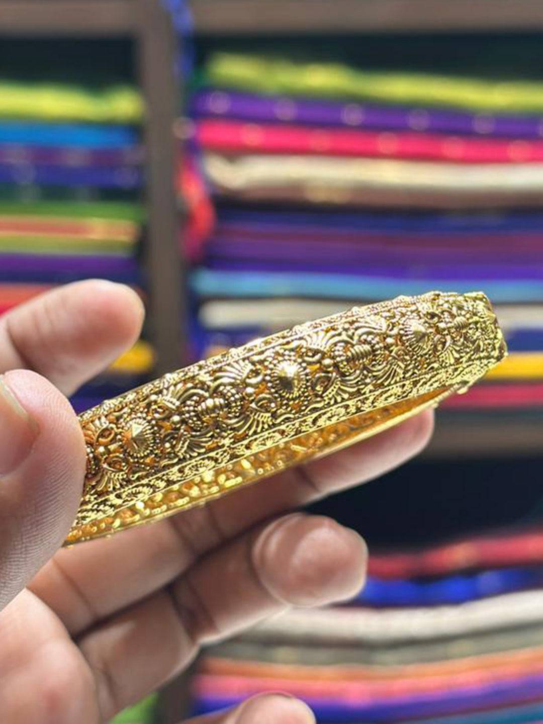 Antique Gold Broad Bangle