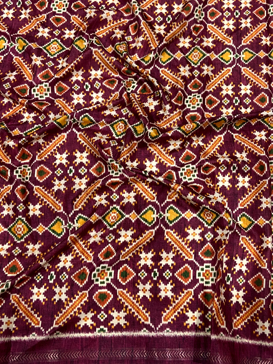 Light Peach Tussar Silk Kalamkari Printed Saree