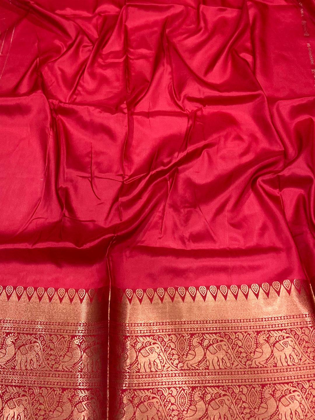 Light Peach Floral Banarasi Silk Saree