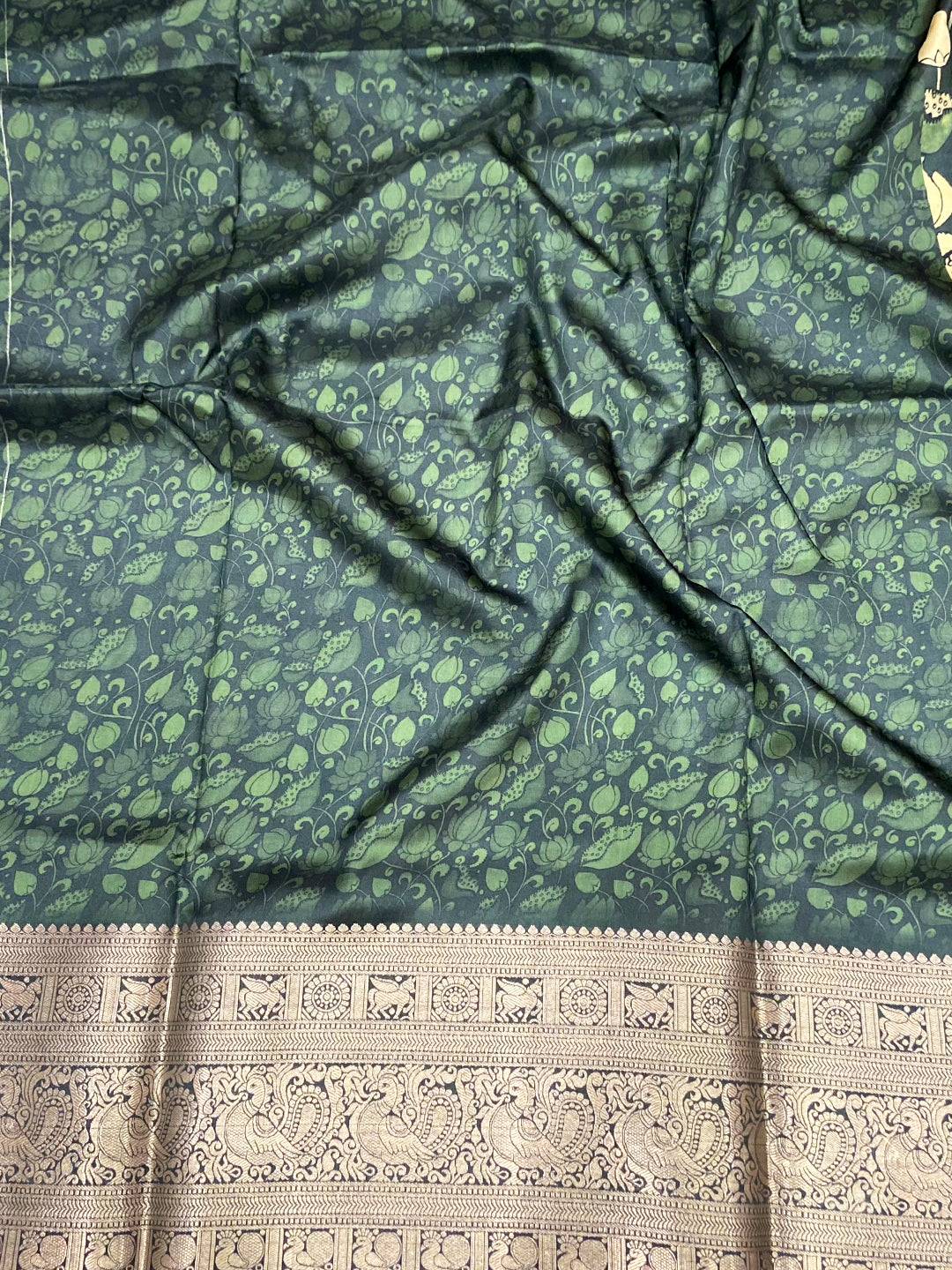 Olive Digital Kalamkari Banarasi Saree