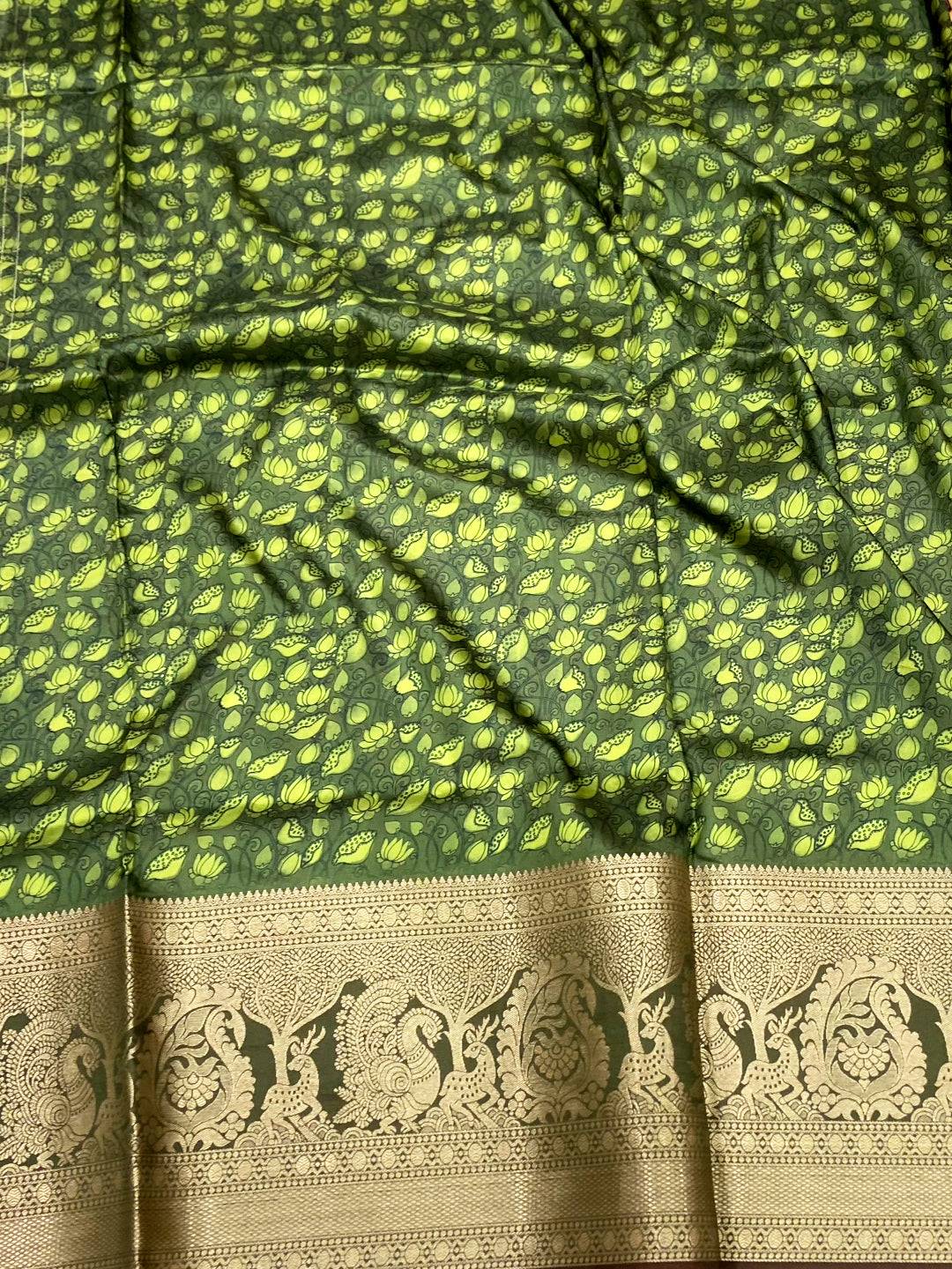 Vibrant Banarasi Kalamkari Pattu Saree