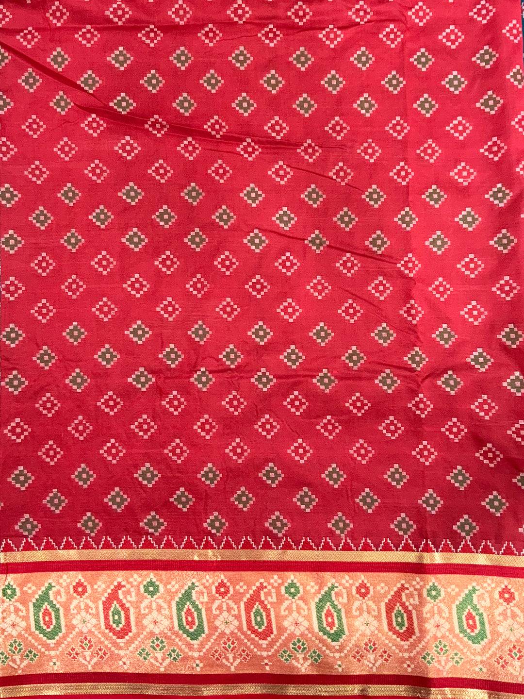 Denim Blue Soft Silk Saree With Patola Weaving