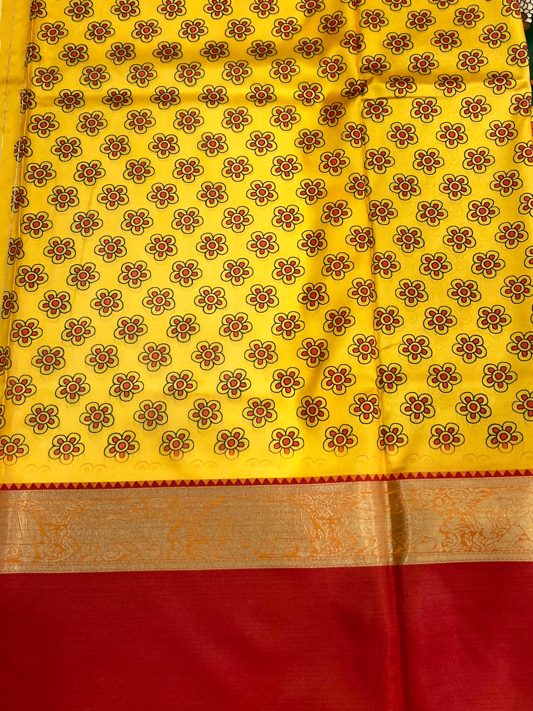 Dark Green Banarasi Kalamkari Silk Saree