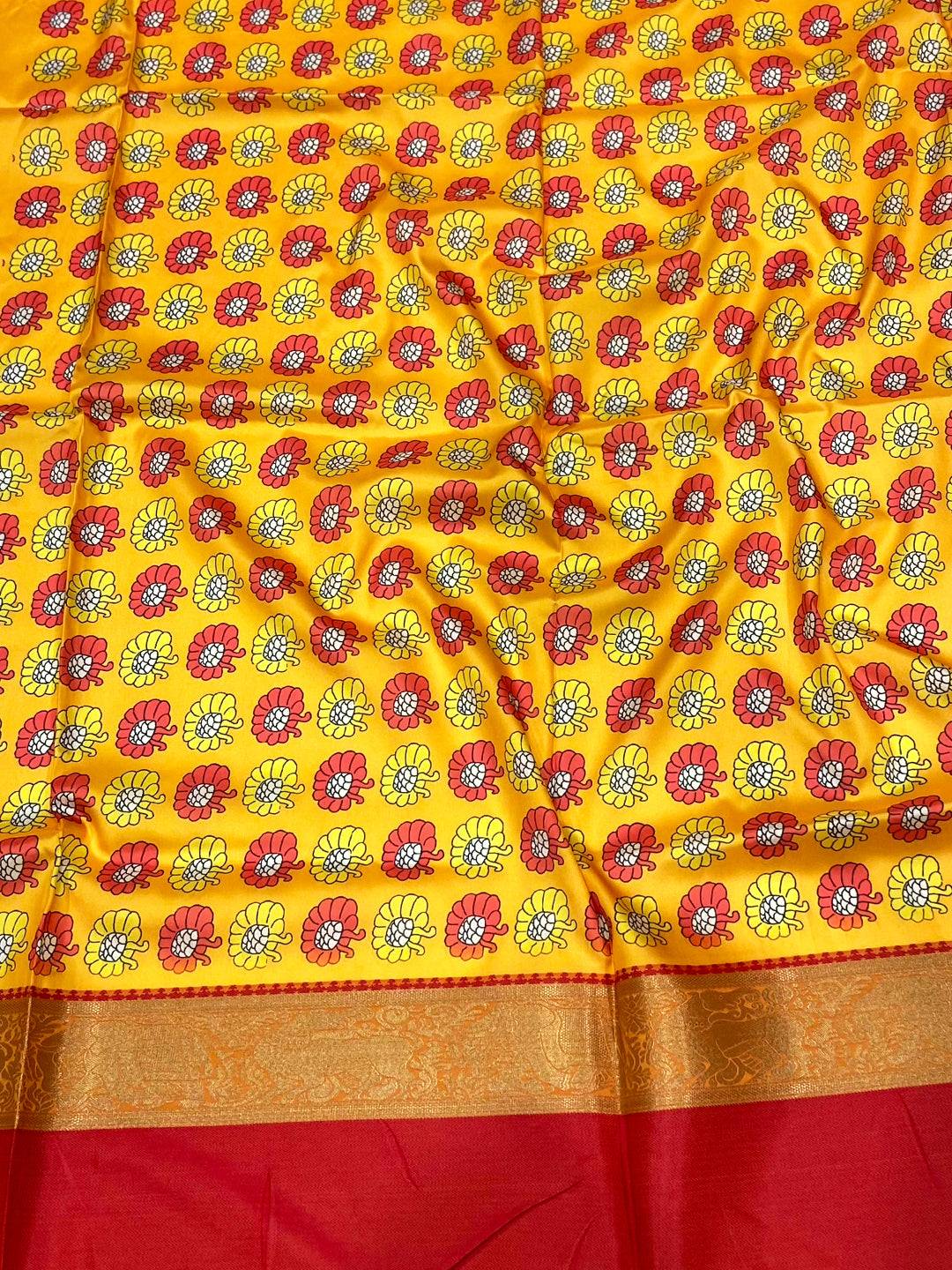 Deep Red Banarasi Kalamkari Silk Saree