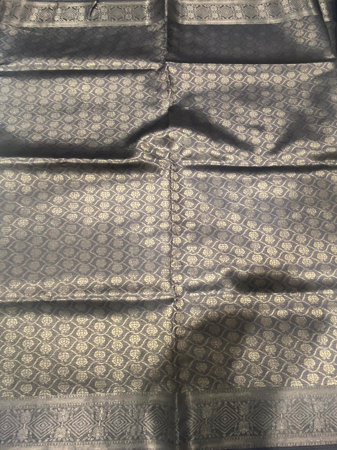 Grey Ghicha Weave Floral Saree