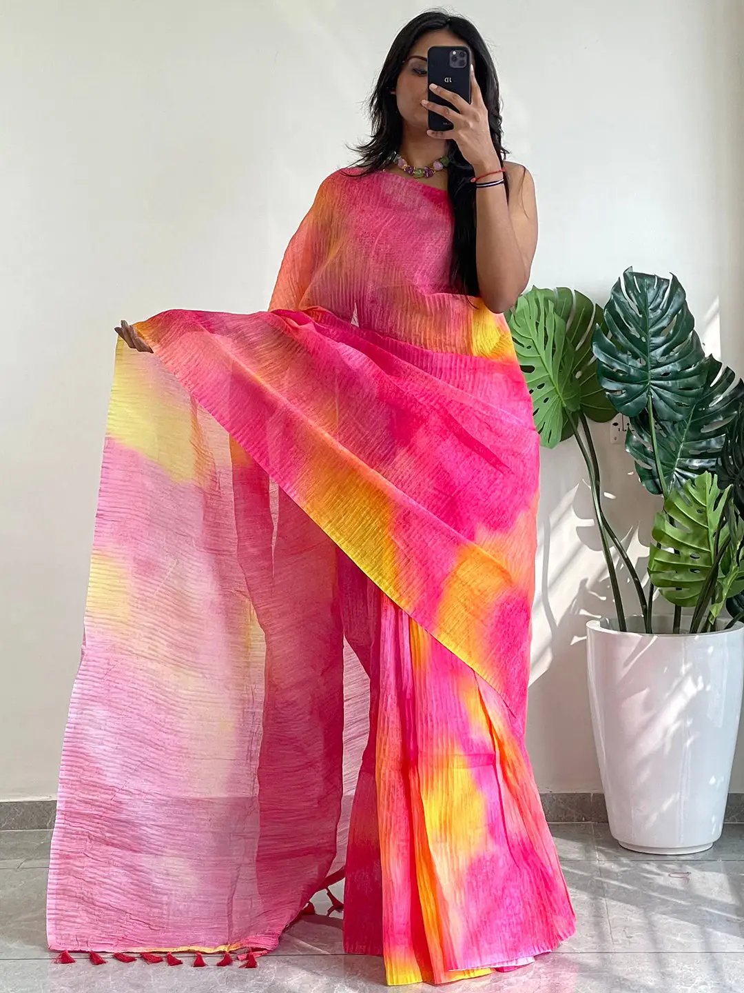 Multy Colour Print Bollywood Design Crash Saree