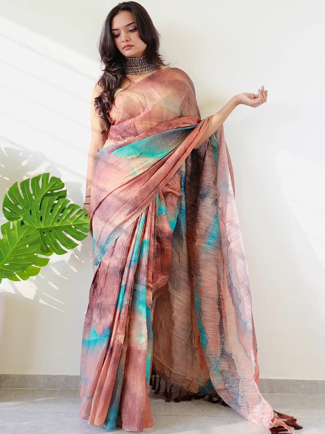 Multy Colored Print Bollywood Design Crash Saree