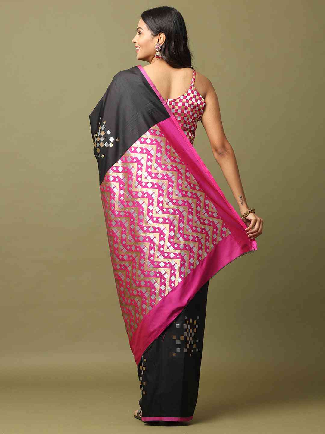 Pure Banarasi Katan Silk Kanchi Zari Weaving Saree