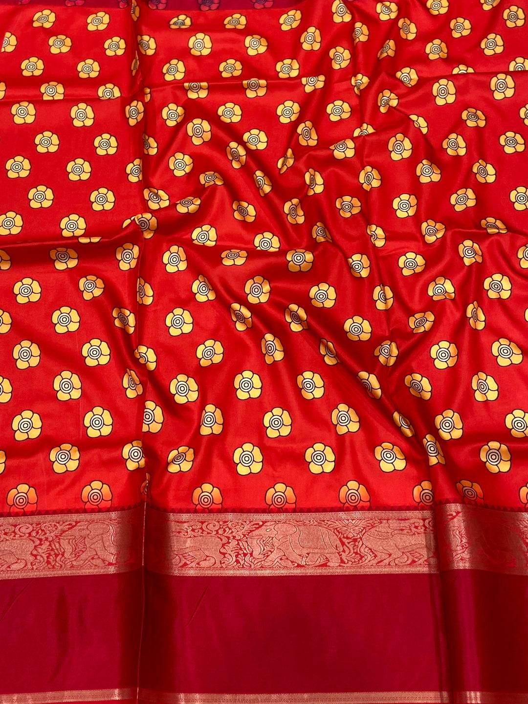 Vibrant Cream Banarasi Kalamkari Silk Saree