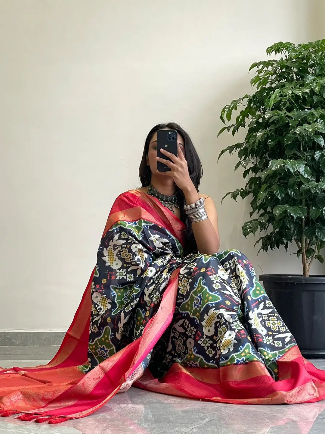 Stylish soft silk saree featuring Pochampally design and Gadwal border