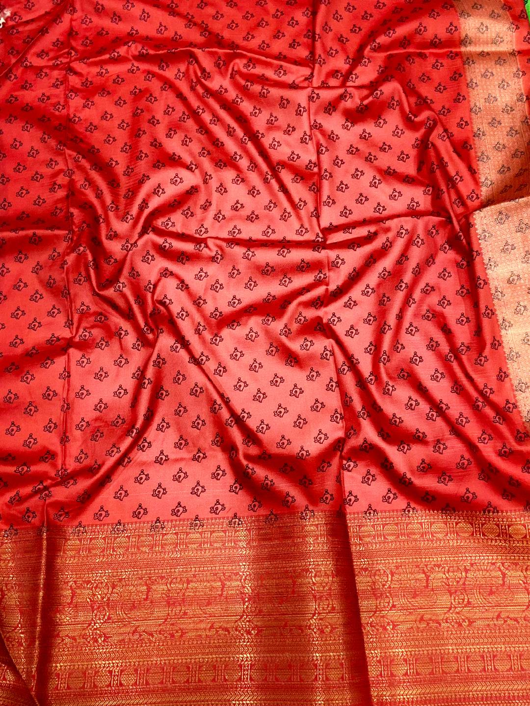 Green Digital Kalamkari Banarasi Saree