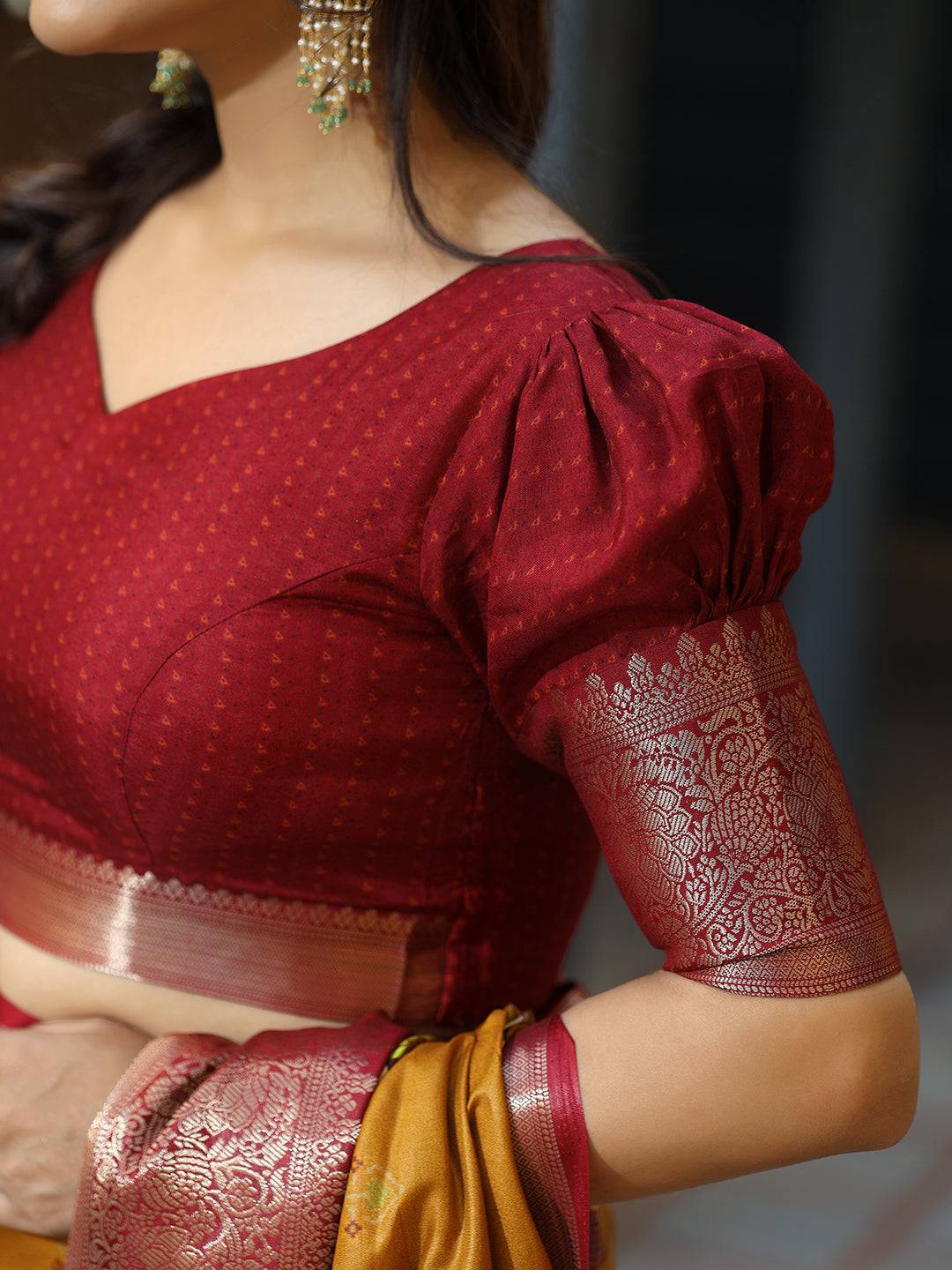 Pichwai Print Zari Weaving Pallu Saree In Mustard Colour