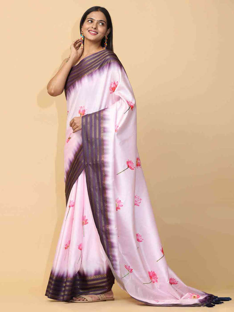 Pink Colour Soft Silk Pichwai Digital Print Saree