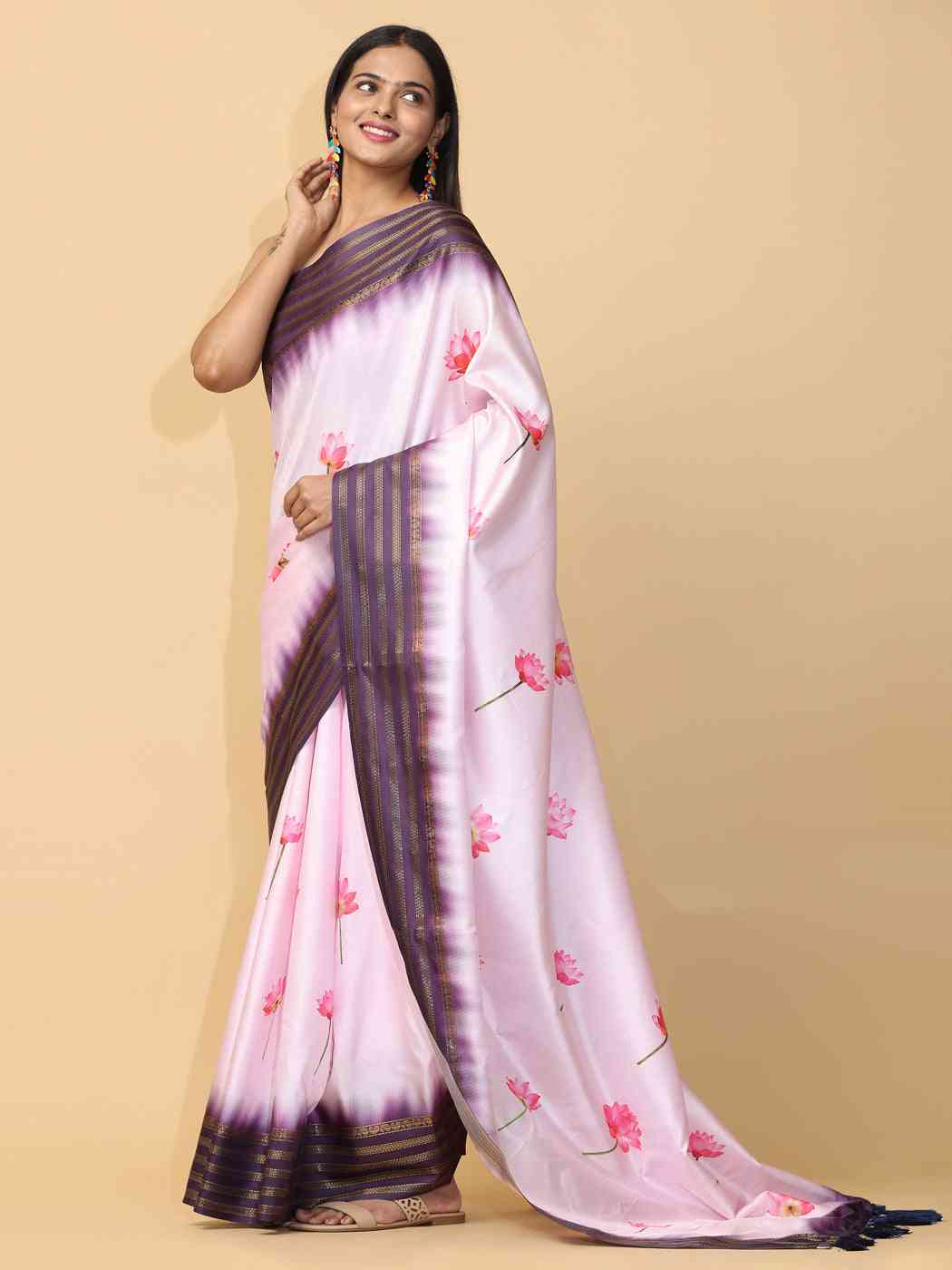 Soft Silk Pichwai Kalamkari Saree for Party Wear