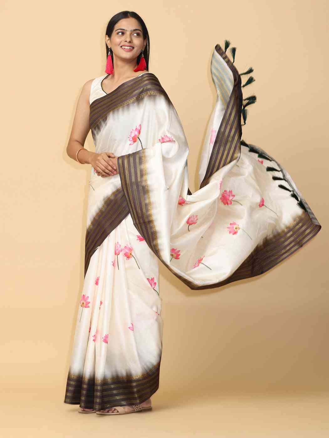 Soft Silk Pichwai Kalamkari Saree for Party Wear