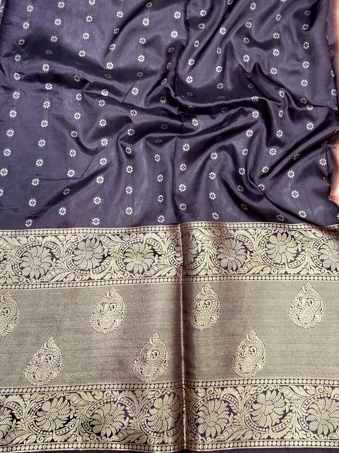 Peach Digital Elephant Motifs Banarasi Saree