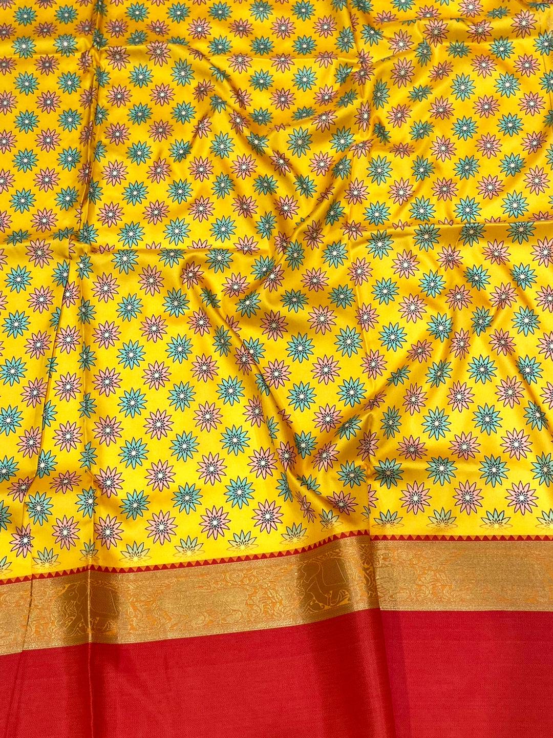 Vibrant Olive Banarasi Kalamkari Silk Saree