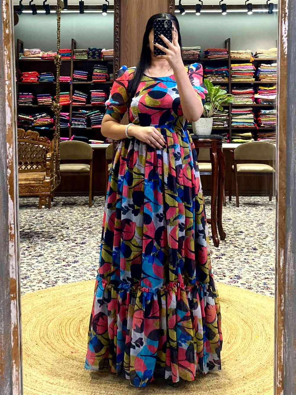 Black Floral Print Dress