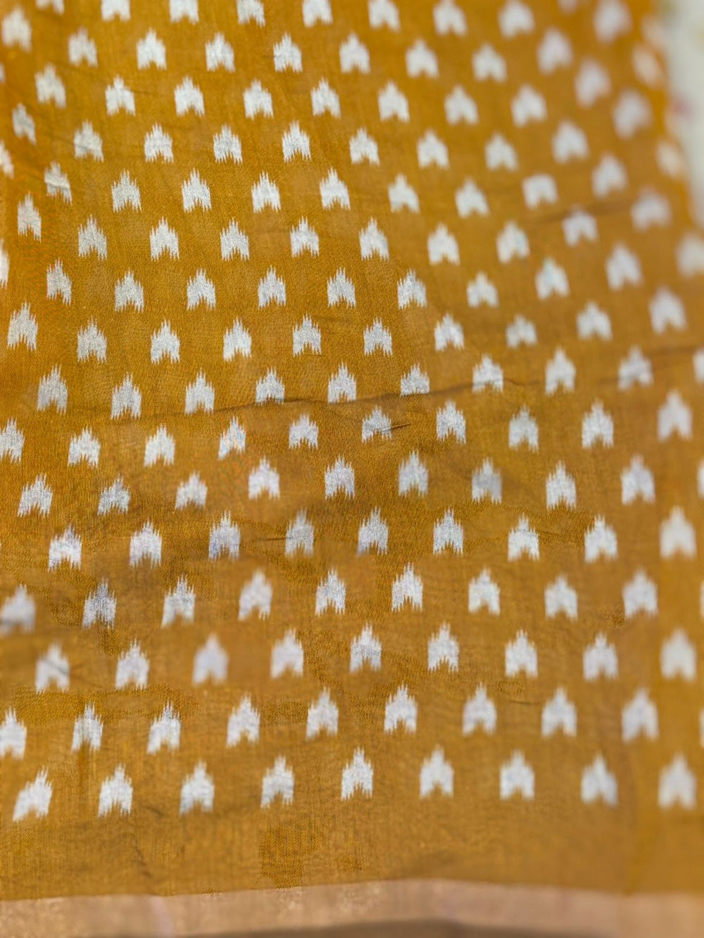 Yellow Mul Cotton Bandhej Print Saree