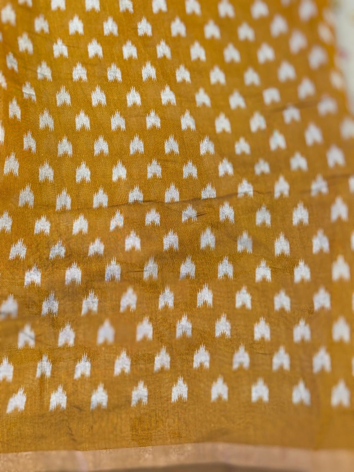 Yellow Mul Cotton Bandhej Print Saree