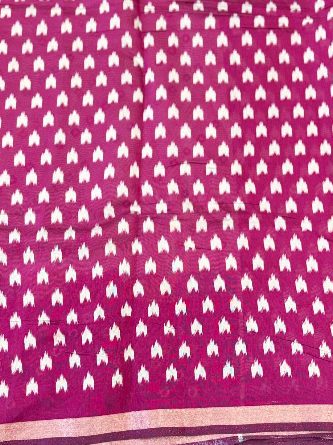 Pink Mul Cotton Bandhej Print Saree