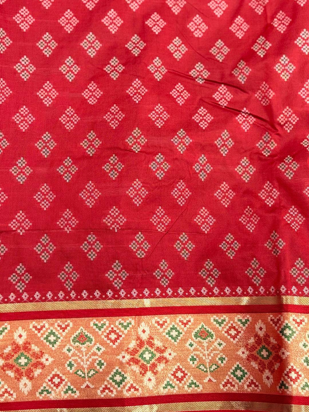 Black Pochampally Patola Soft Silk Saree