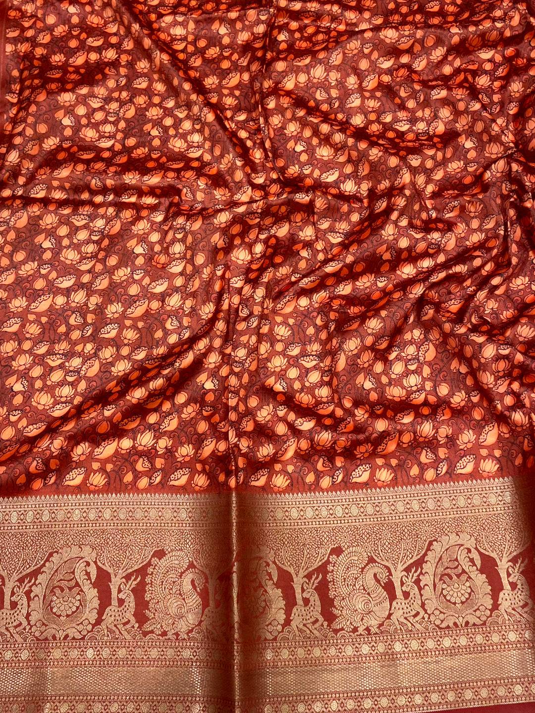 Radiant Banarasi Kalamkari Pattu Saree