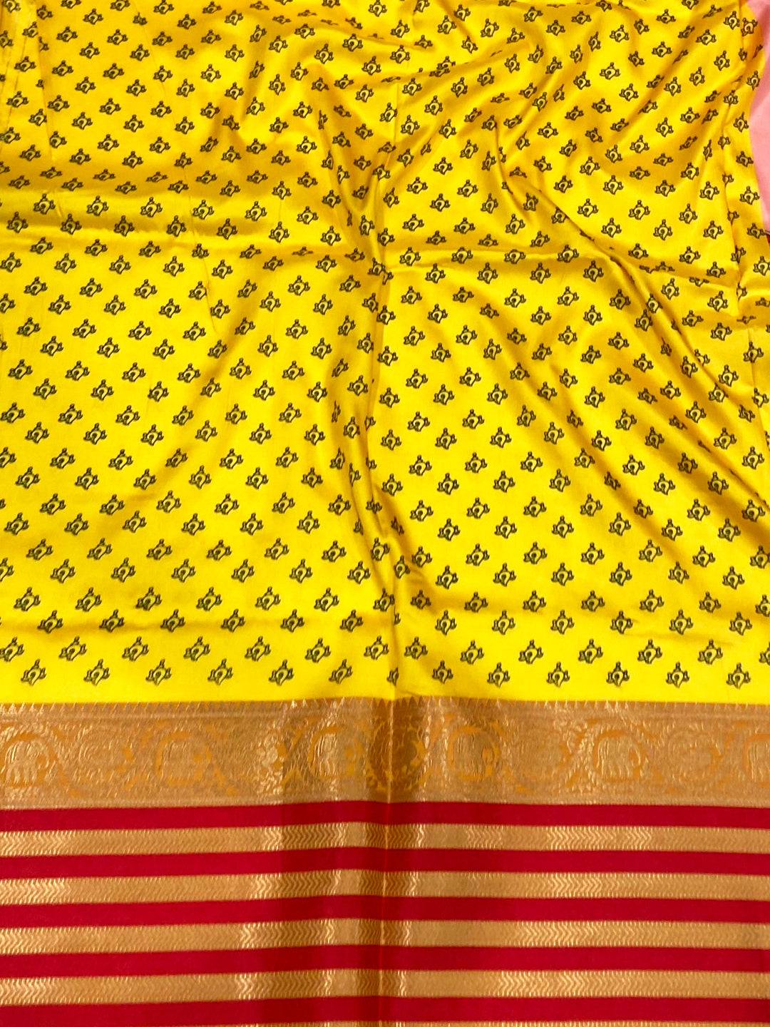 Light Pink Kalamkari Banarasi Silk Saree