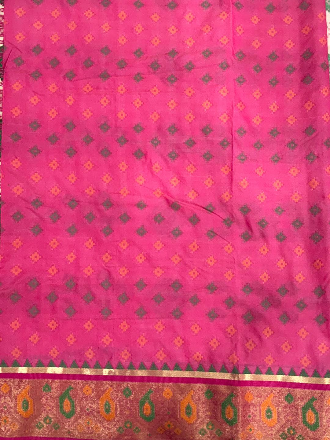 White Soft Silk Saree With Patola Weaving