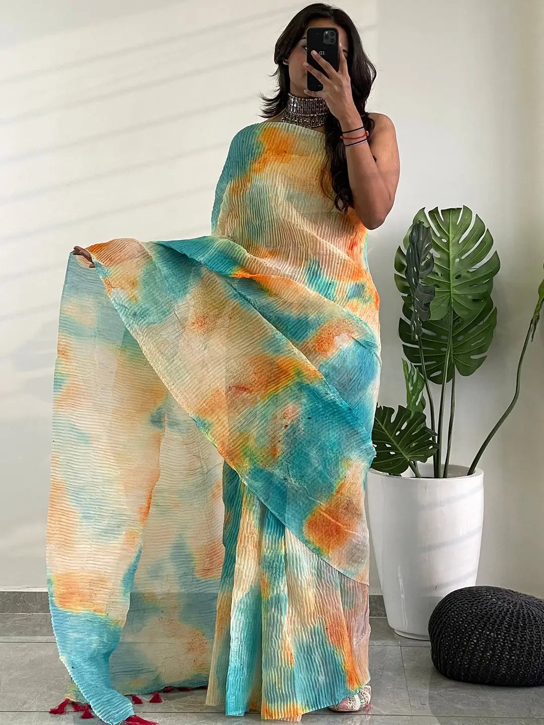 Multy Colored Bollywood Crash Saree