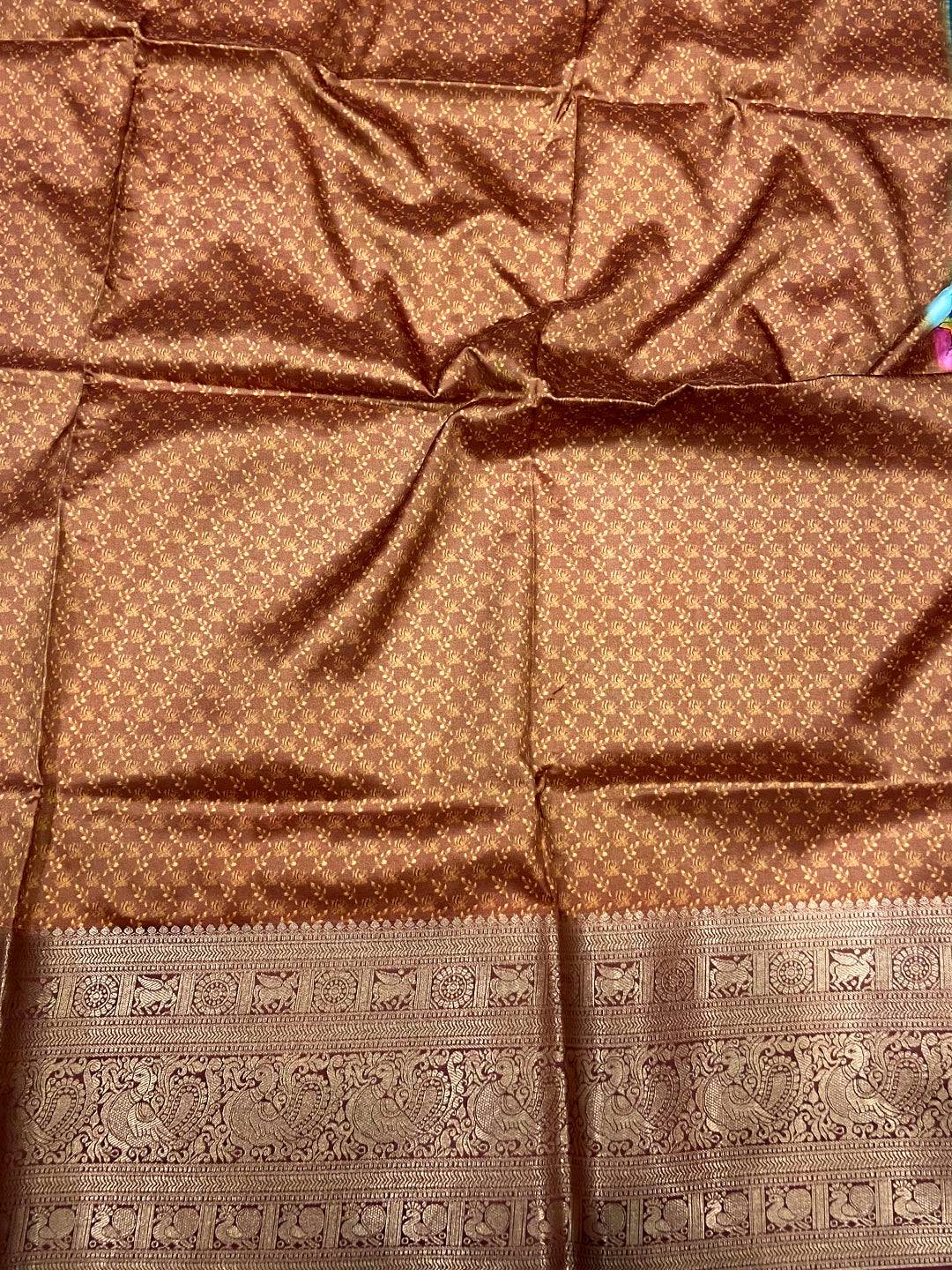 Sky Blue Banarasi Silk Kalamkari Saree