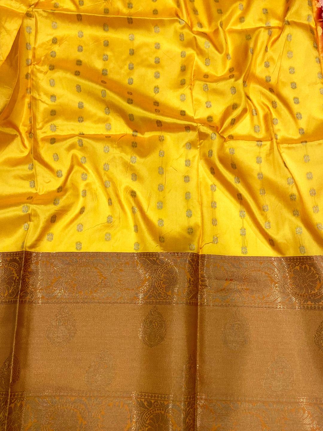 Red Floral Printed Banarasi Silk Saree