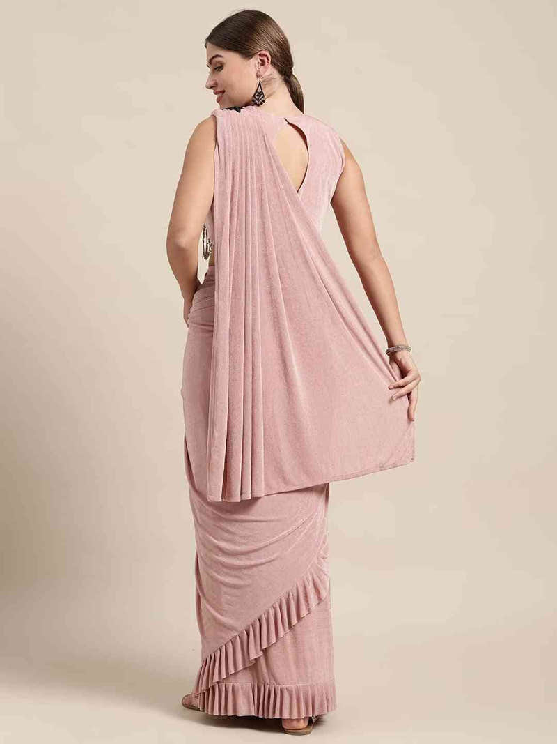 Stylish Viscose Rayon Mauve Colour Solid Saree Party Wear Saree