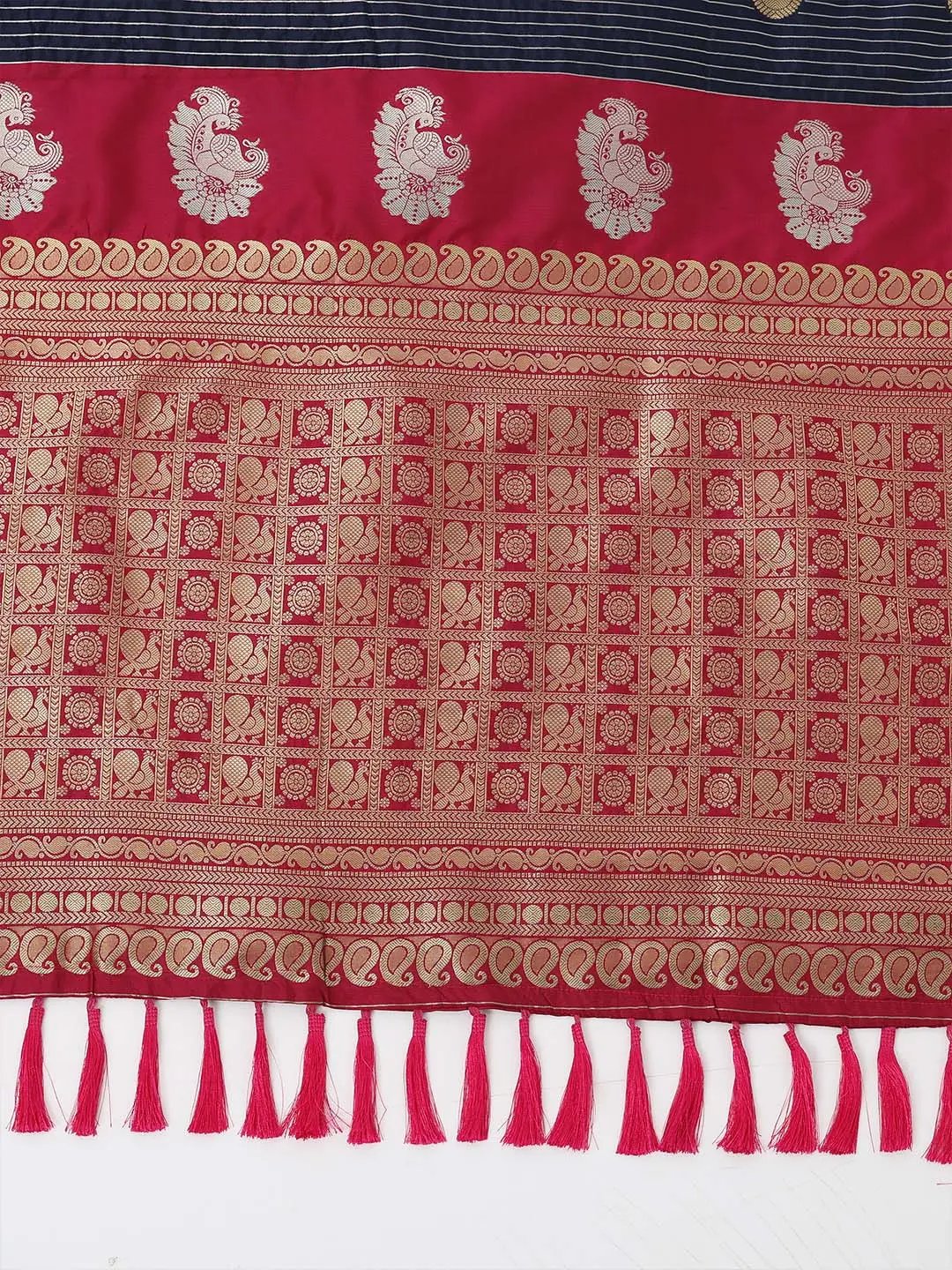 Pure Banarasi Katan Silk Kanchi Zari Weaving Saree