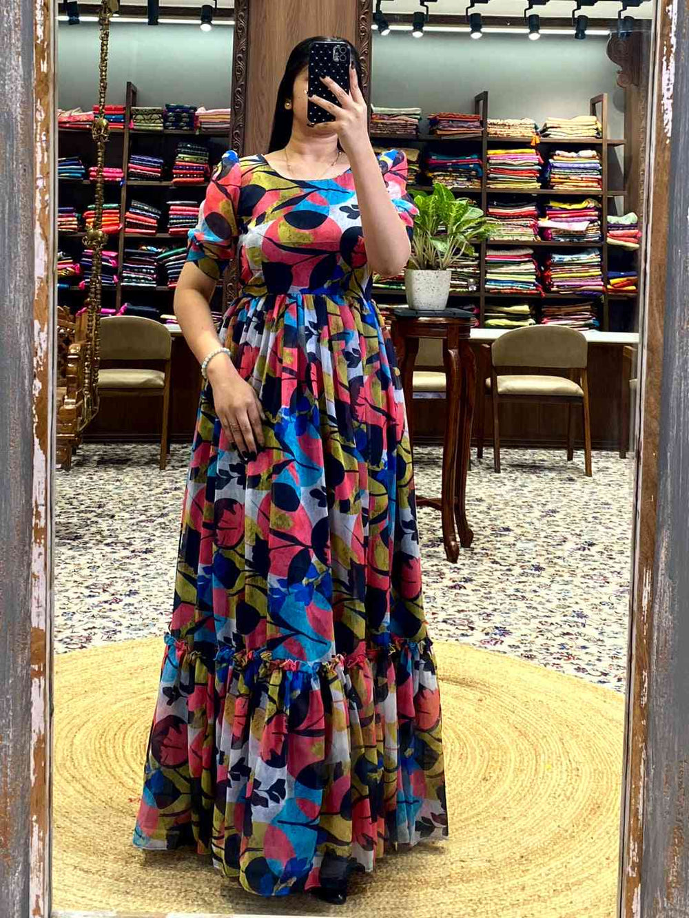 Black Floral Print Dress