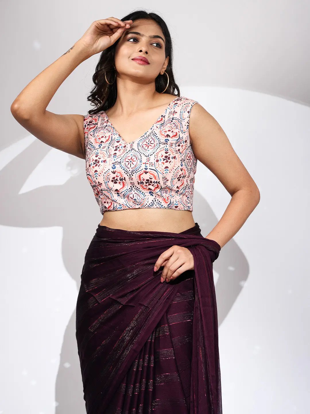 Pure Chiffon Dual Tone Designer Saree