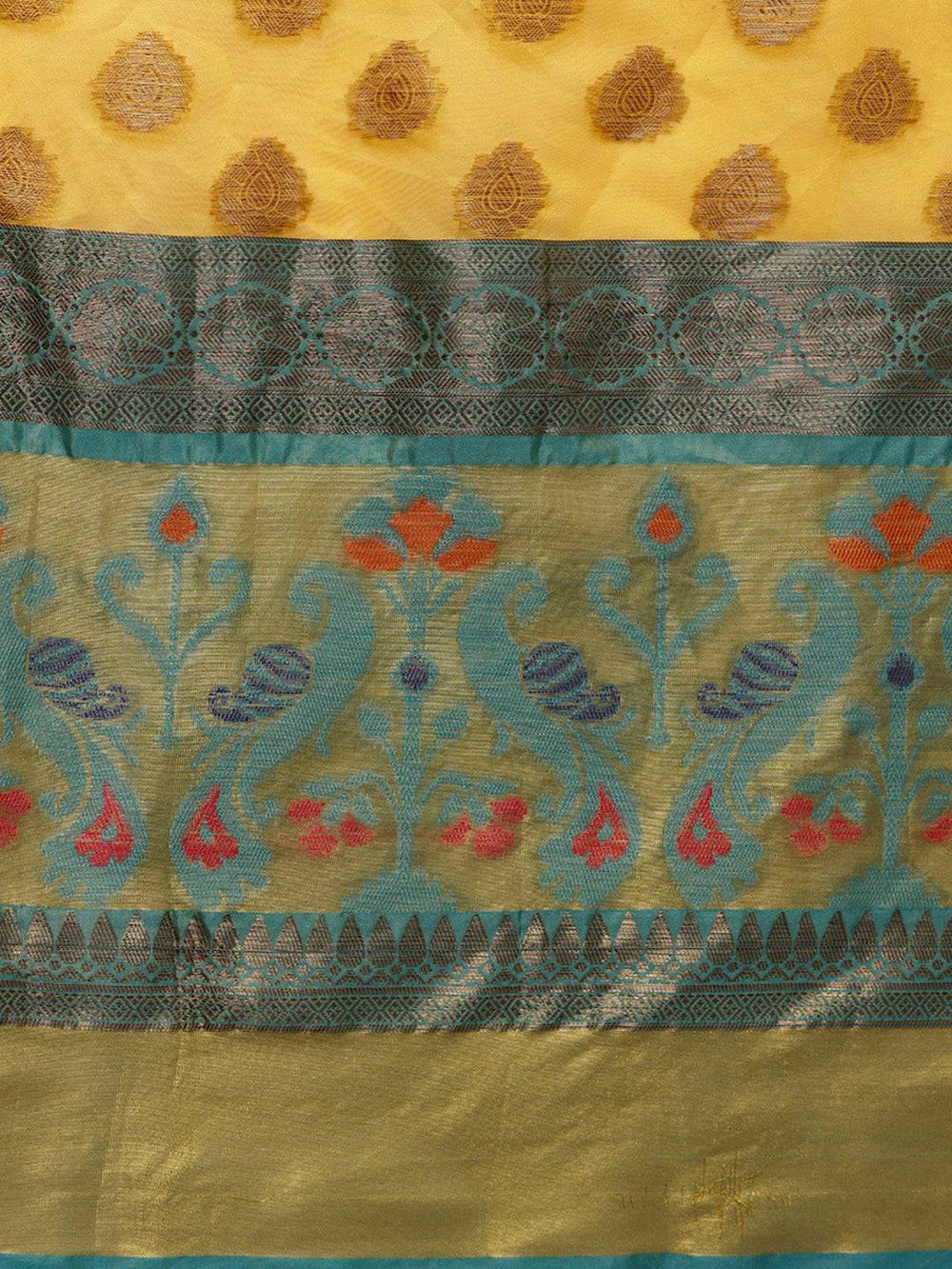 Vibrant Yellow Ethnic Motifs Banarasi Silk Saree