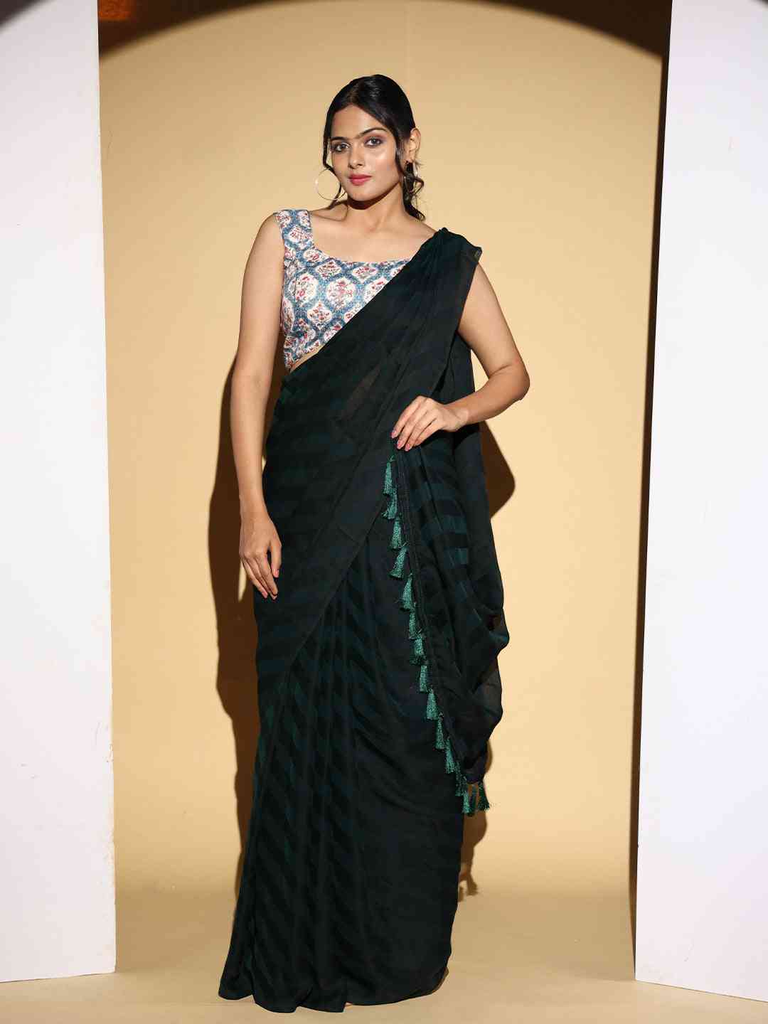 Pure Chiffon Dual Tone Designer Saree