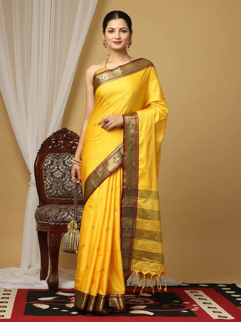 Exquisite Yevla Paithani Minakari Work Silk Saree