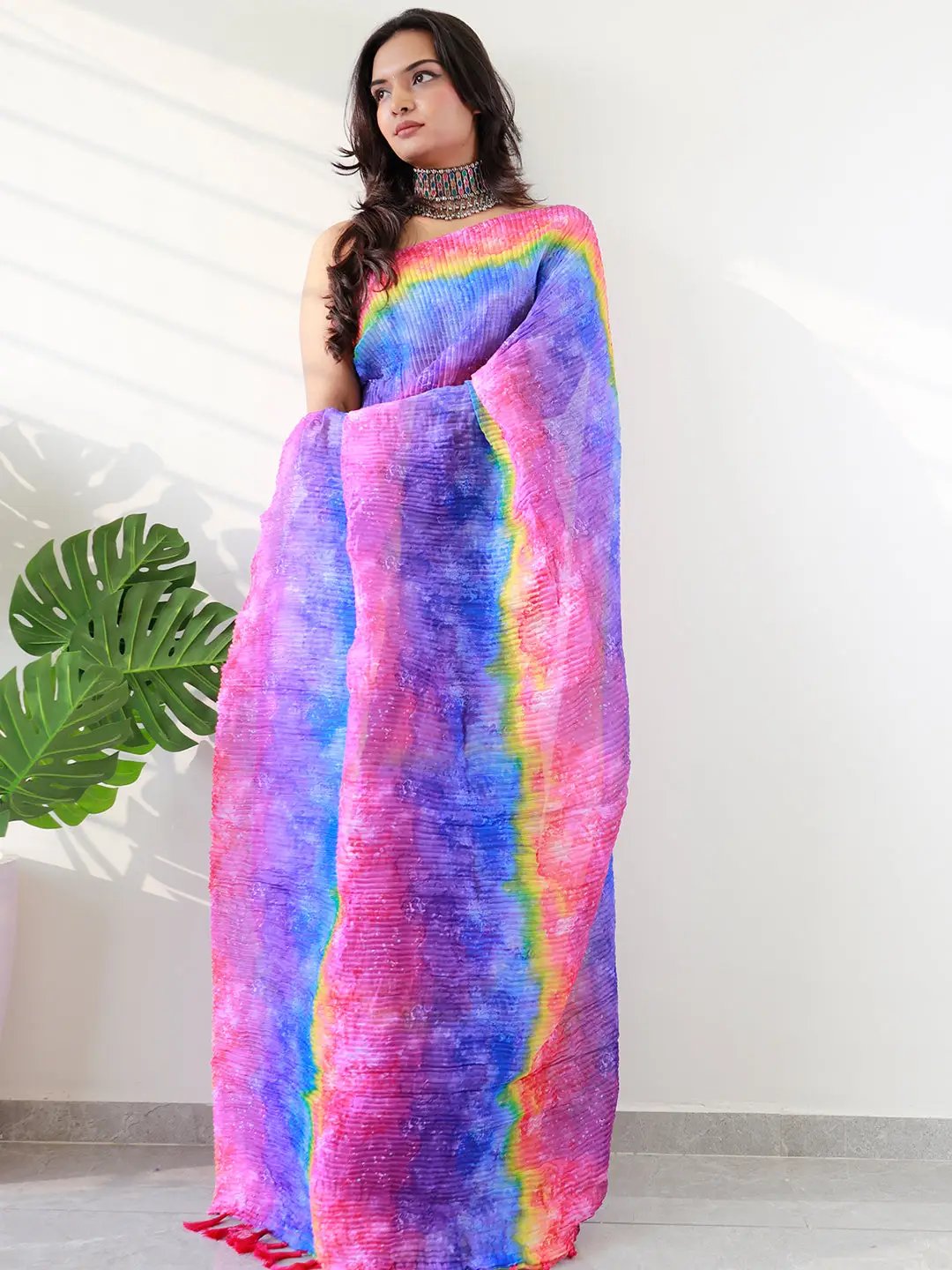 Multy Colored Print Bollywood Saree