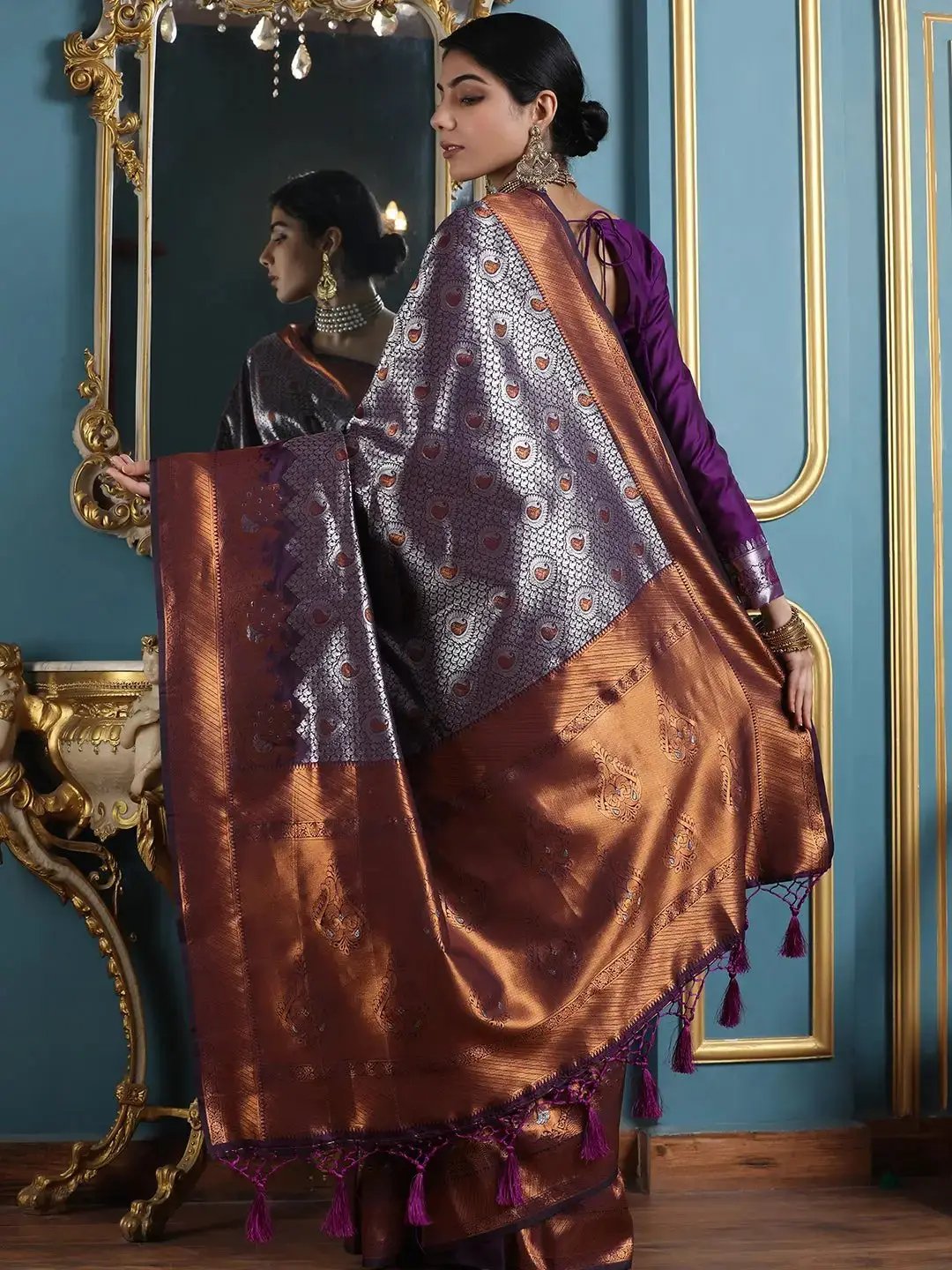Bollywood Kanjivaram Silk Saree With Zari Work