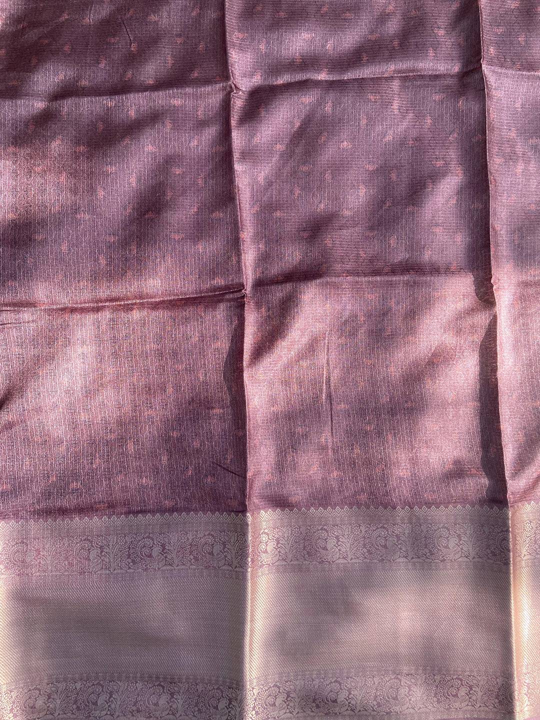 Olive Kota Doriya saree with subtle floral and gold border design