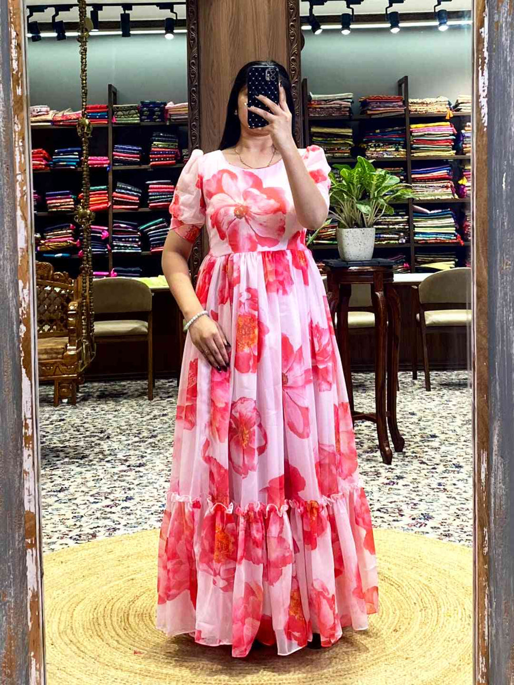 Baby Pink Floral Georgette Dress