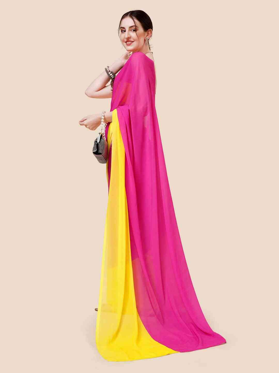 Stylish Rani Colour Ombre Poly Georgette Saree