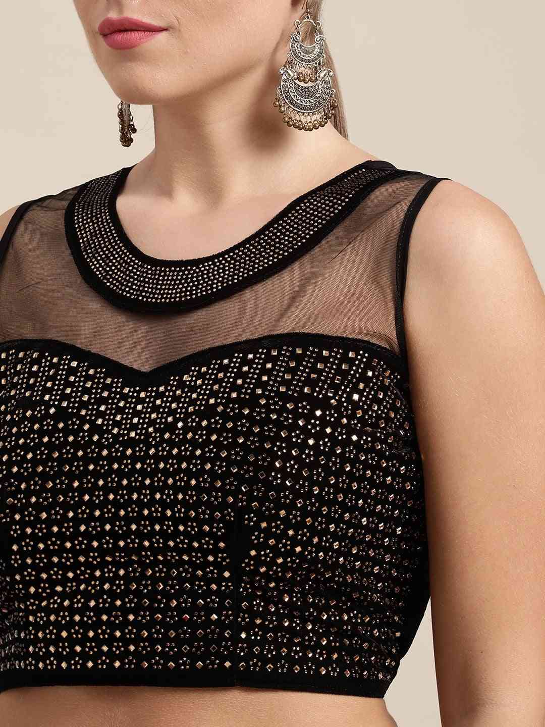 Stylish Black Colour Solid Print Saree