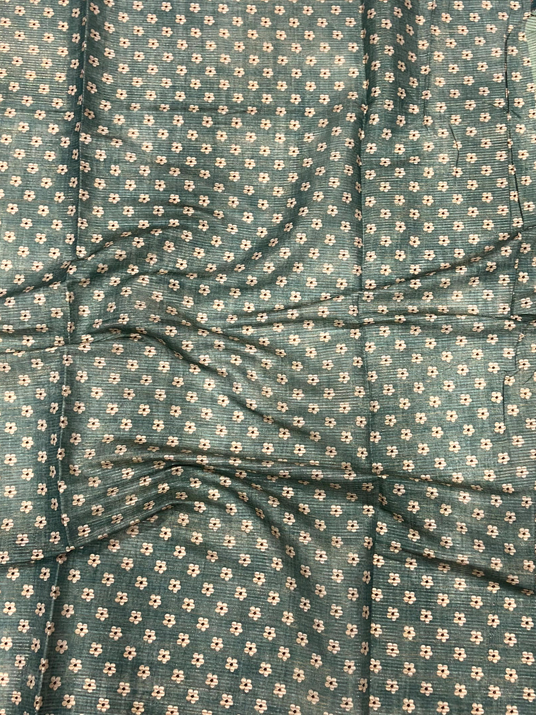 Pastel Green Zari Tussar Floral Print Saree